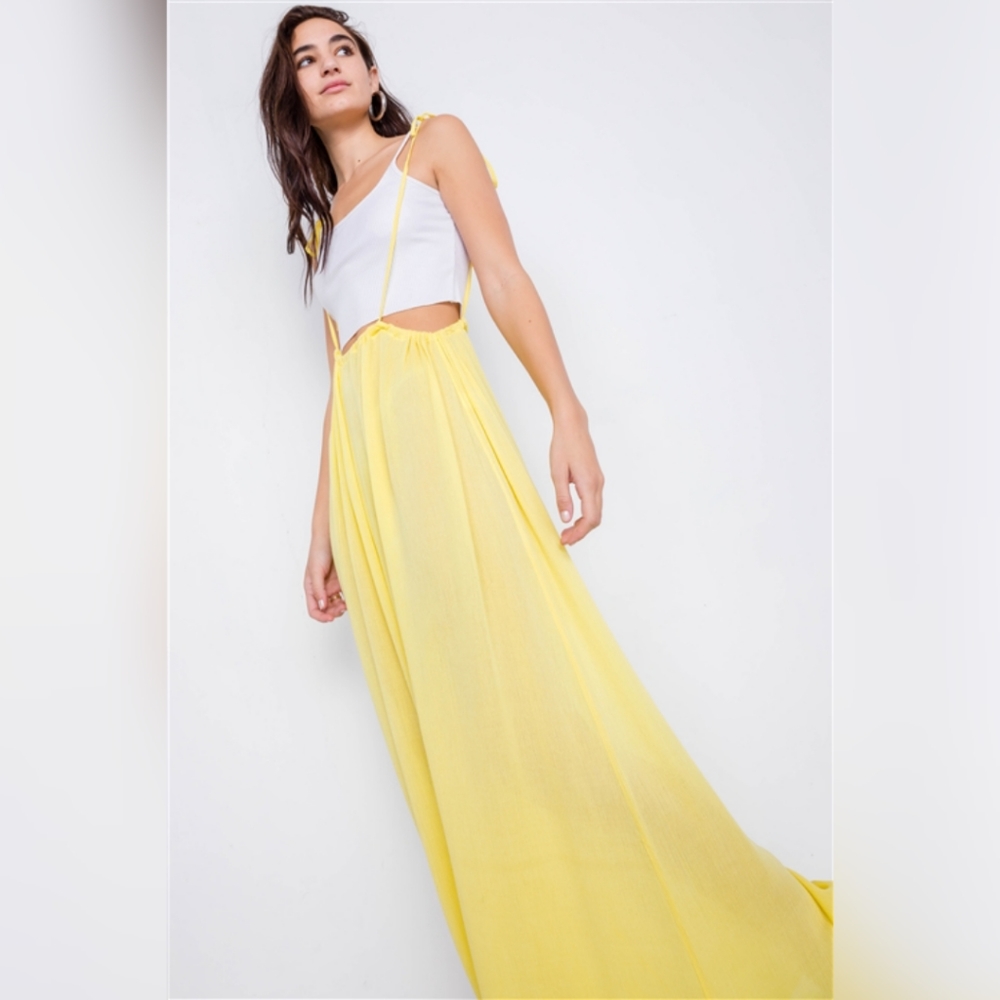 LOLA YELLOW OVERALL WIDELEG JUMPSUIT